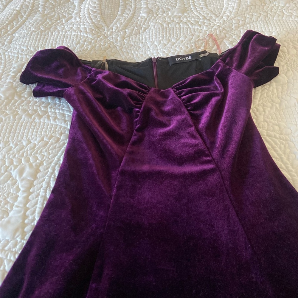 Purple Velvet Off-the Shoulder Dress